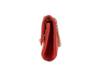 0645. Chanel 2.55 Crocodile Quilted Classic Medium Flap Bag, Red Satin4