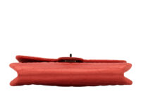 0645. Chanel 2.55 Crocodile Quilted Classic Medium Flap Bag, Red Satin6