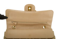 0652. Chanel Vintage Classic Medium Double Flap Bag Beige Quilted Satin, Gold Hardware12