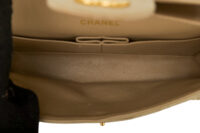 0652. Chanel Vintage Classic Medium Double Flap Bag Beige Quilted Satin, Gold Hardware16