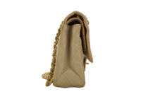 0652. Chanel Vintage Classic Medium Double Flap Bag Beige Quilted Satin, Gold Hardware3