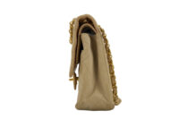 0652. Chanel Vintage Classic Medium Double Flap Bag Beige Quilted Satin, Gold Hardware4