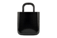 0657. Saint Laurent All Over Logo Black Metallic Monogram Shopping Tote, Brass Hardware1
