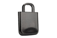 0657. Saint Laurent All Over Logo Black Metallic Monogram Shopping Tote, Brass Hardware2