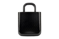 0657. Saint Laurent All Over Logo Black Metallic Monogram Shopping Tote, Brass Hardware4
