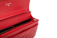 0658. Chanel Boy Wallet on Chain (WOC) Red Patent Quilted Leather, Silver Hardware12