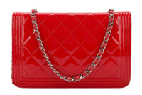 0658. Chanel Boy Wallet on Chain (WOC) Red Patent Quilted Leather, Silver Hardware4