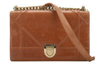 0661. Dior Diorama Small Brown Crinkled Leather, Gold Hardware1