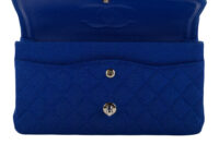 0662. Chanel Medium Classic Blue Fabric Flap bag, Silver Hardware12