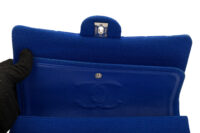 0662. Chanel Medium Classic Blue Fabric Flap bag, Silver Hardware13