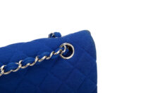 0662. Chanel Medium Classic Blue Fabric Flap bag, Silver Hardware14