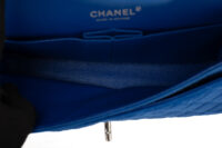 0662. Chanel Medium Classic Blue Fabric Flap bag, Silver Hardware16