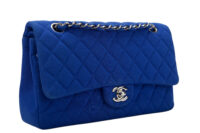 0662. Chanel Medium Classic Blue Fabric Flap bag, Silver Hardware2