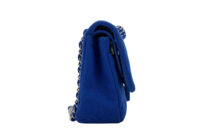 0662. Chanel Medium Classic Blue Fabric Flap bag, Silver Hardware3