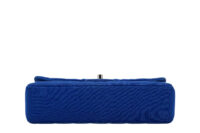 0662. Chanel Medium Classic Blue Fabric Flap bag, Silver Hardware6