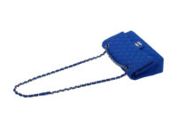 0662. Chanel Medium Classic Blue Fabric Flap bag, Silver Hardware7