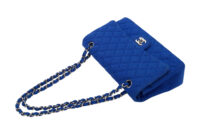 0662. Chanel Medium Classic Blue Fabric Flap bag, Silver Hardware8