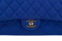 0662. Chanel Medium Classic Blue Fabric Flap bag, Silver Hardware9