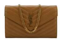 0663. Yves Saint Laurent Enveope Wallet on Chain (WOC) Brown Leather1