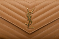 0663. Yves Saint Laurent Enveope Wallet on Chain (WOC) Brown Leather14