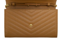 0663. Yves Saint Laurent Enveope Wallet on Chain (WOC) Brown Leather7
