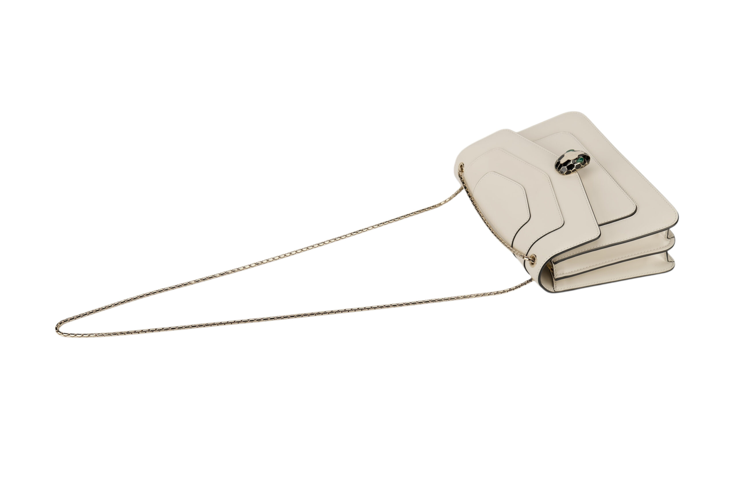 0667. Bvlgari Serpenti Forever Chain Handbag Off-white Leather, Silver Hardware11