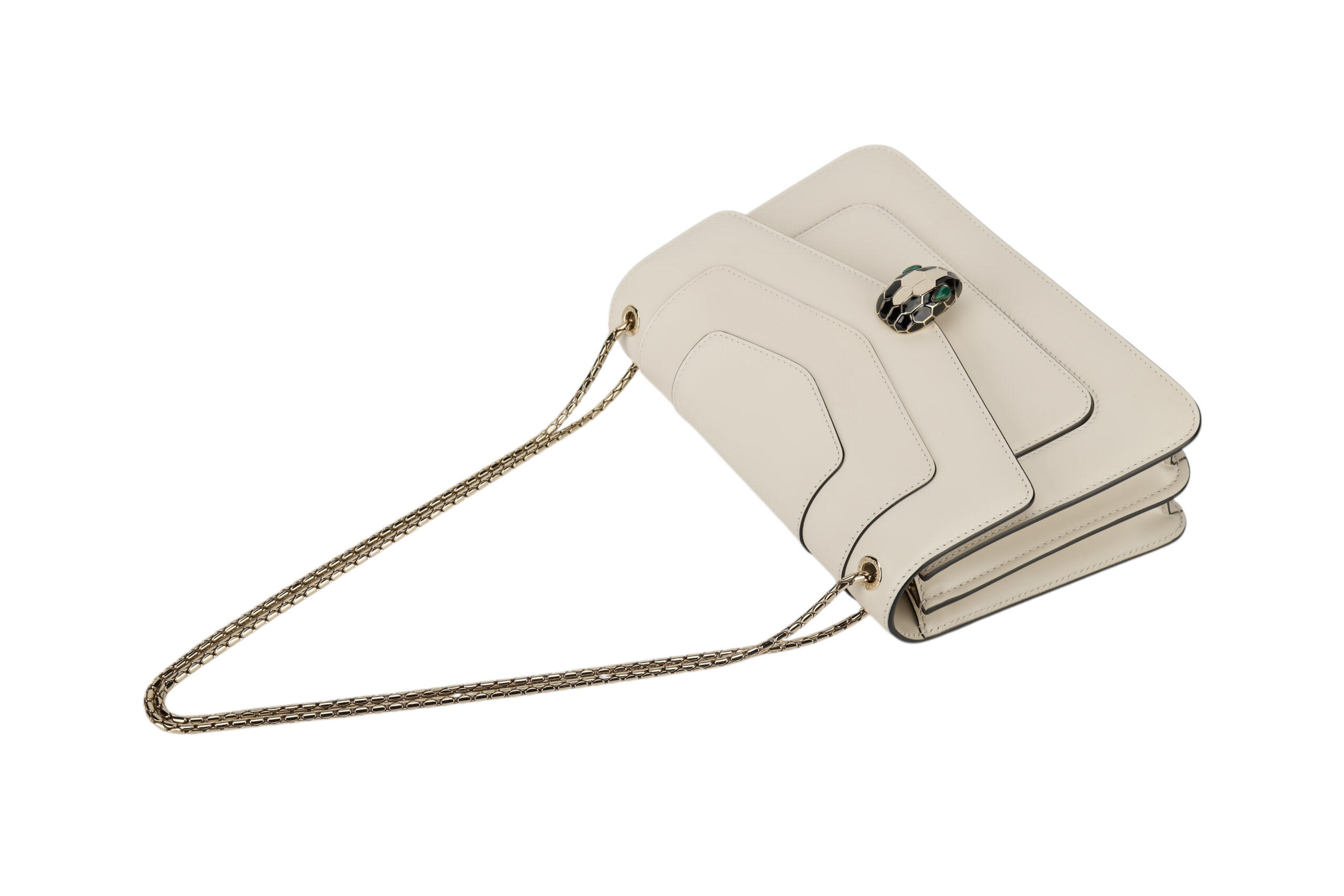 0667. Bvlgari Serpenti Forever Chain Handbag Off-white Leather, Silver Hardware12