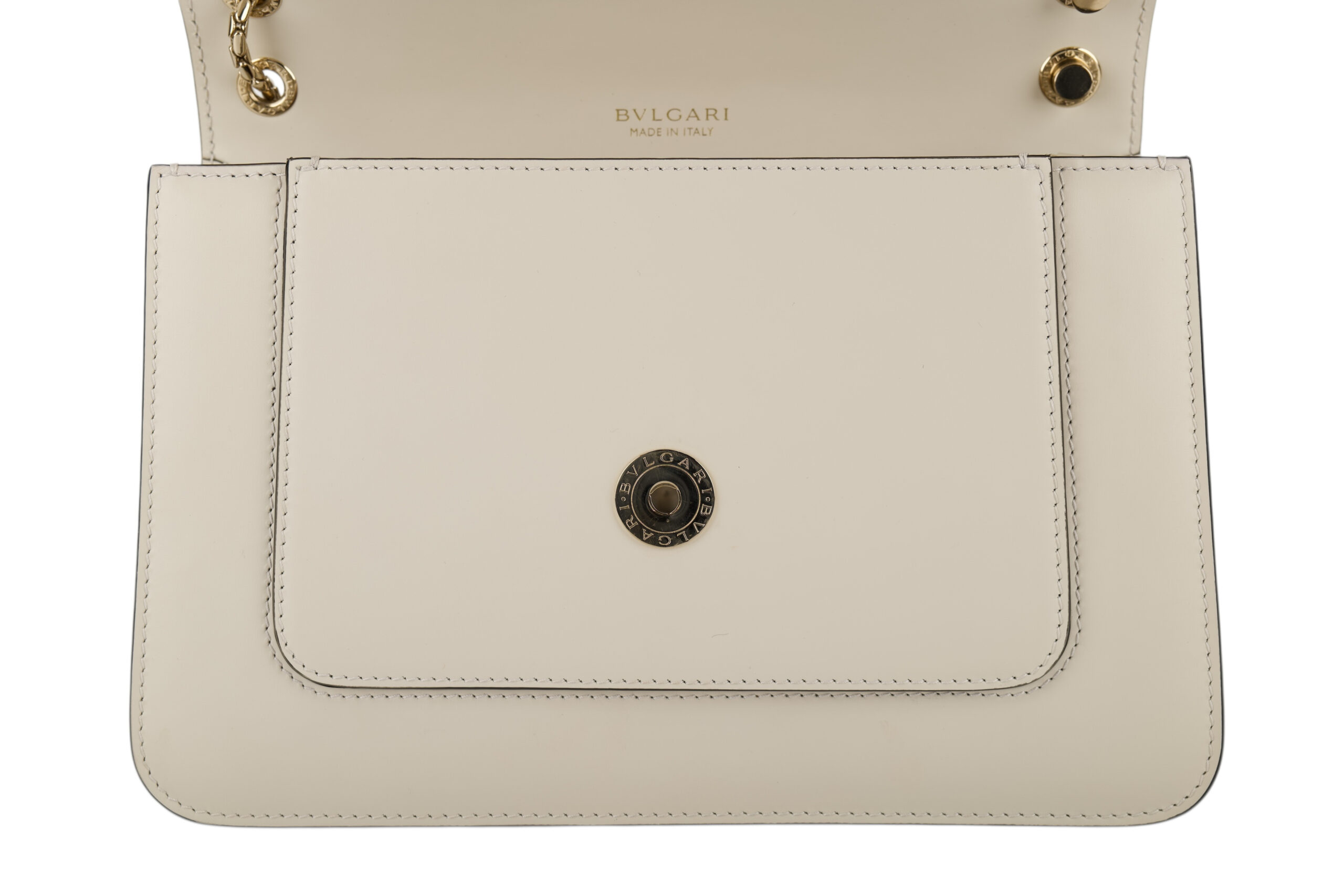 0667. Bvlgari Serpenti Forever Chain Handbag Off-white Leather, Silver Hardware14