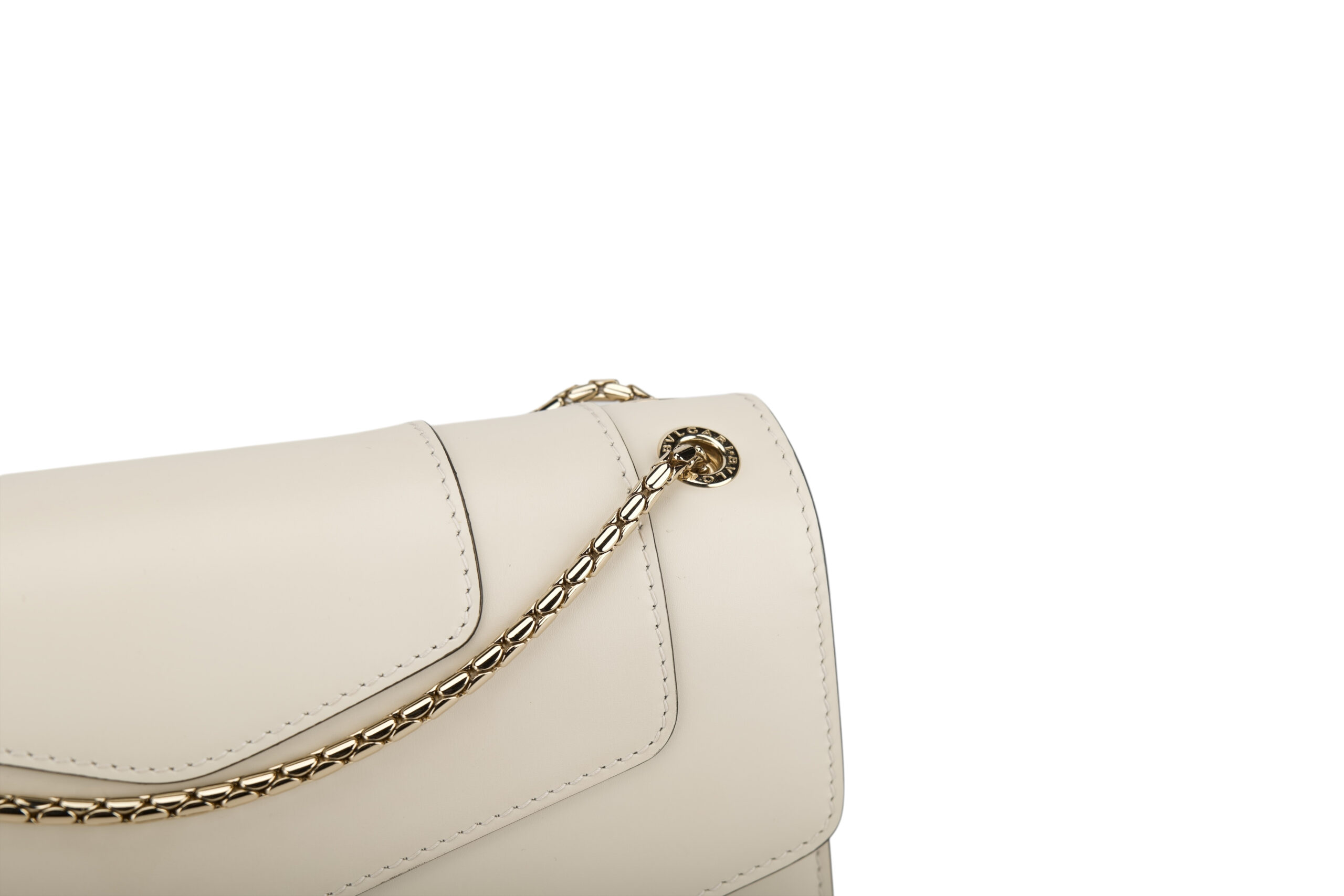 0667. Bvlgari Serpenti Forever Chain Handbag Off-white Leather, Silver Hardware8
