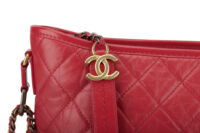 0673. Chanel Gabrielle Medium Pink Quilted Leather Chain Handbag6