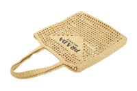 0674. Prada Croquet Raffia Beige Medium Tote bag10
