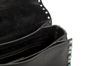0675. Valentino Garavani Guitar Rockstud Medium Embellished Black Leather, Silver Hardware11
