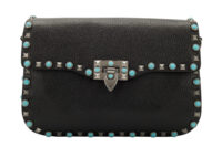 0675. Valentino Garavani Guitar Rockstud Medium Embellished Black Leather, Silver Hardware2