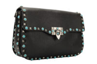 0675. Valentino Garavani Guitar Rockstud Medium Embellished Black Leather, Silver Hardware3