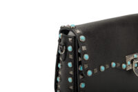 0675. Valentino Garavani Guitar Rockstud Medium Embellished Black Leather, Silver Hardware8