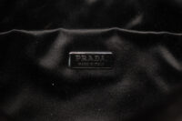 0678. Prada Mini Black Goatfur Ribbon Handbag, Silver Hardware12