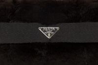 0678. Prada Mini Black Goatfur Ribbon Handbag, Silver Hardware8