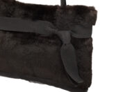 0678. Prada Mini Black Goatfur Ribbon Handbag, Silver Hardware9