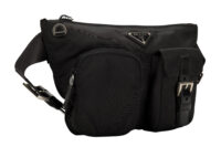 0680. Prada Re-Nylon Black Belt Bag, Silver Hardware2