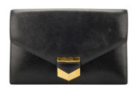 0681. Hermes Vintage Pan Box Black Calfskin Leather Clutch, Gold Hardware1