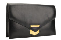 0681. Hermes Vintage Pan Box Black Calfskin Leather Clutch, Gold Hardware2