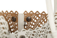 0684. ALAIA Mina 20 Laser Cut White Leather Tote bag14