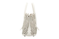0684. ALAIA Mina 20 Laser Cut White Leather Tote bag3