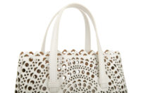 0684. ALAIA Mina 20 Laser Cut White Leather Tote bag7