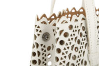 0684. ALAIA Mina 20 Laser Cut White Leather Tote bag8