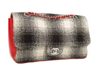 0685. Chanel Medium Single Flap Bag, Black Plaid Tweed, Silver hardware2