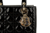 0686. Dior Lady Dior Medium Black Patent Leather, Gold Hardware7