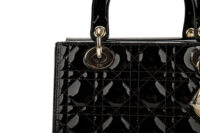 0686. Dior Lady Dior Medium Black Patent Leather, Gold Hardware8