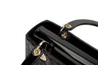 0686. Dior Lady Dior Medium Black Patent Leather, Gold Hardware9