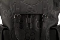 0691. Gucci GG Supreme Jumbo Backpack Black Empreinte, Silver Hardware8